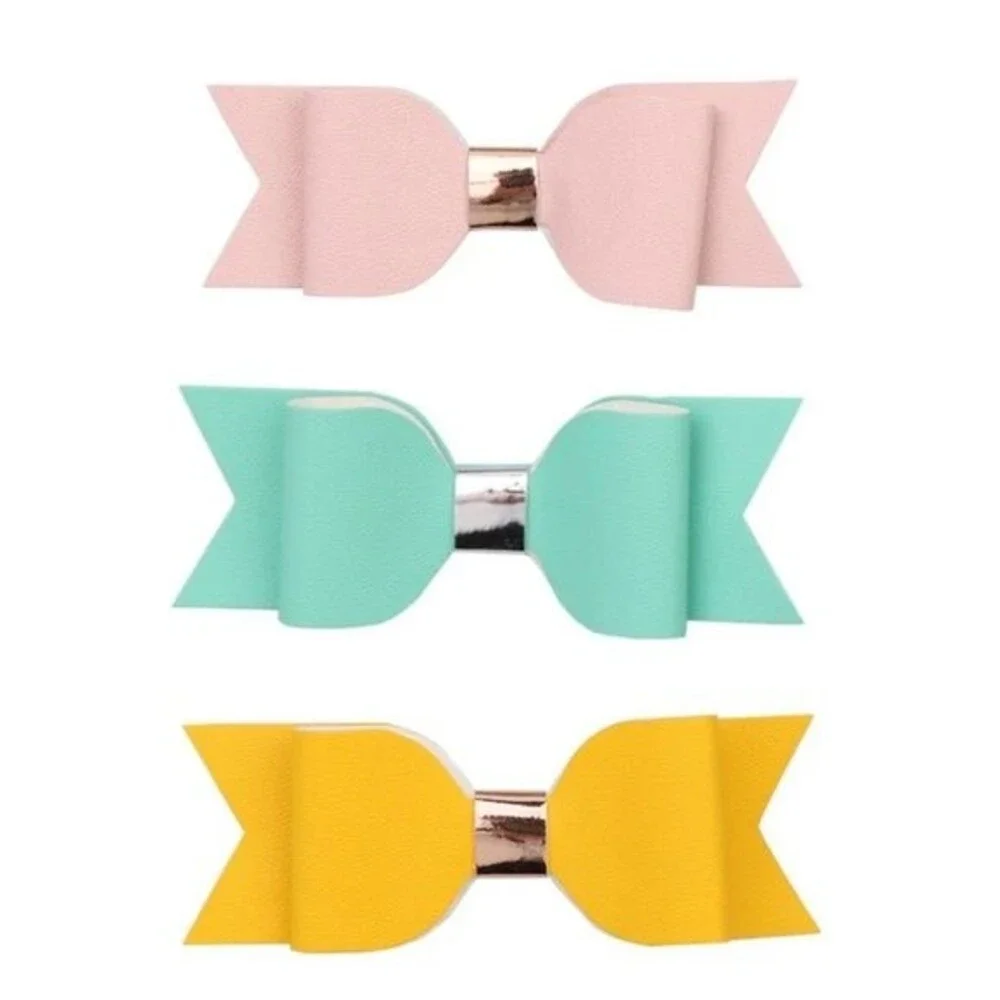 New 15 Pcs PU Leather Hair Bow Girls Glitter Hairpins Hairgrips Sweet Princess